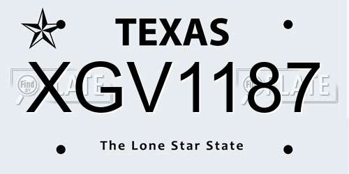 XGV1187 Texas License Plate