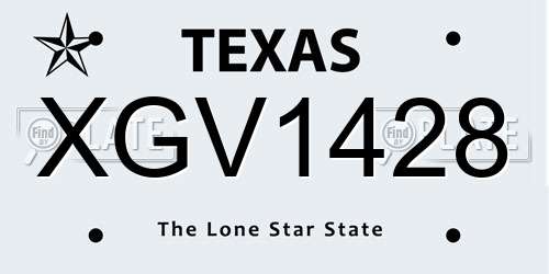 XGV1428 Texas License Plate