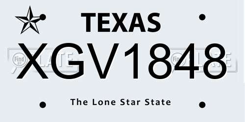 XGV1848 Texas License Plate