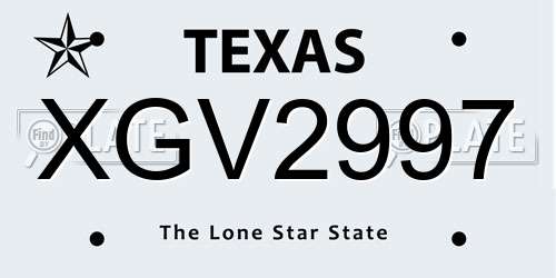 XGV2997 Texas License Plate