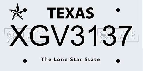 XGV3137 Texas License Plate