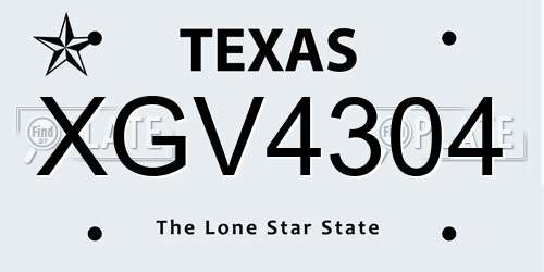 XGV4304 Texas License Plate