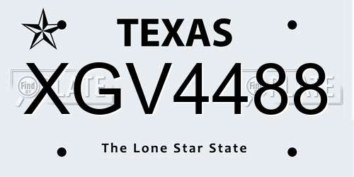 XGV4488 Texas License Plate