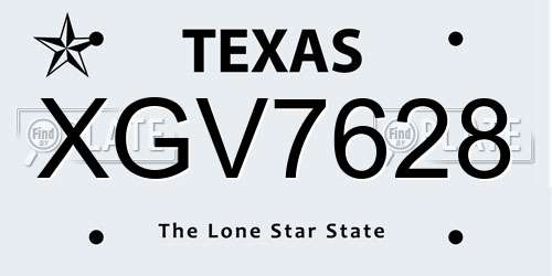 XGV7628 Texas License Plate
