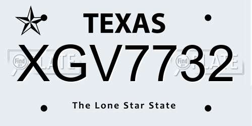 XGV7732 Texas License Plate