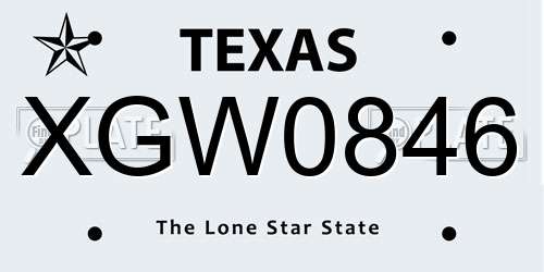 XGW0846 Texas License Plate