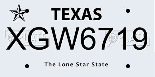 XGW6719 Texas License Plate