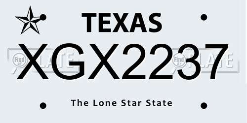 XGX2237 Texas License Plate