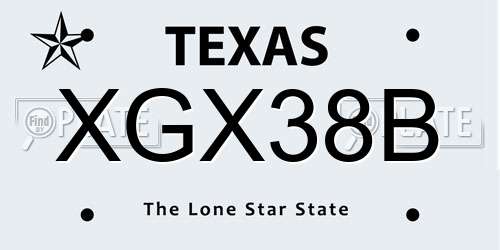 XGX38B Texas License Plate