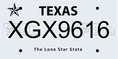 XGX9616 Texas License Plate