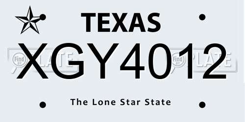 XGY4012 Texas License Plate