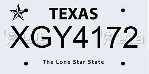 XGY4172 Texas License Plate
