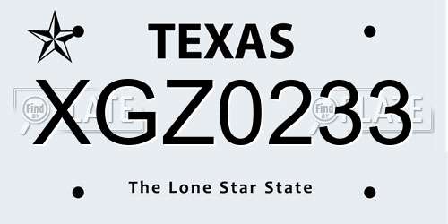 XGZ0233 Texas License Plate