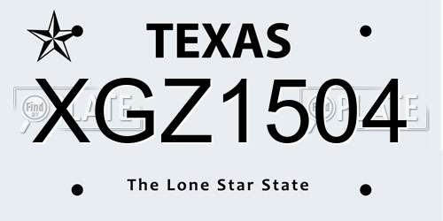 XGZ1504 Texas License Plate