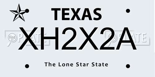 XH2X2A Texas License Plate