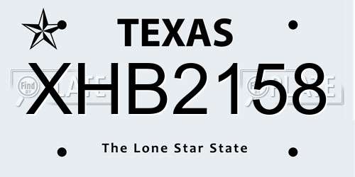 XHB2158 Texas License Plate