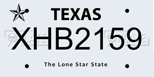 XHB2159 Texas License Plate