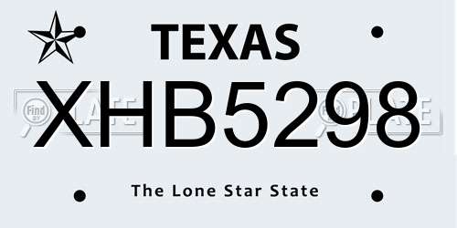 XHB5298 Texas License Plate