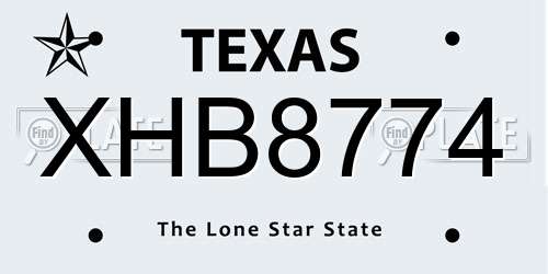 XHB8774 Texas License Plate