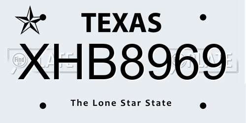 XHB8969 Texas License Plate
