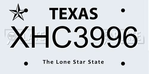 XHC3996 Texas License Plate