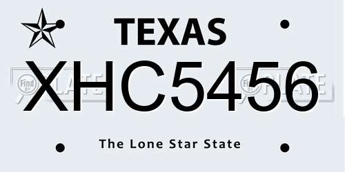XHC5456 Texas License Plate