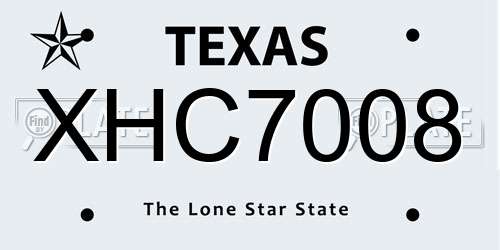 XHC7008 Texas License Plate