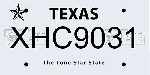 XHC9031 Texas License Plate
