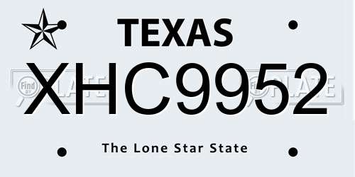 XHC9952 Texas License Plate