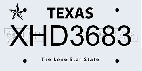 XHD3683 Texas License Plate