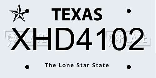 XHD4102 Texas License Plate