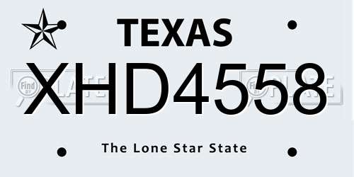 XHD4558 Texas License Plate