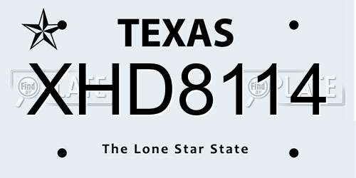 XHD8114 Texas License Plate