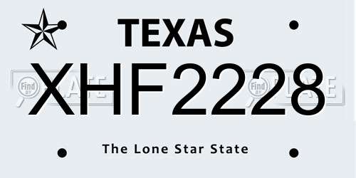 XHF2228 Texas License Plate