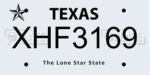 XHF3169 Texas License Plate