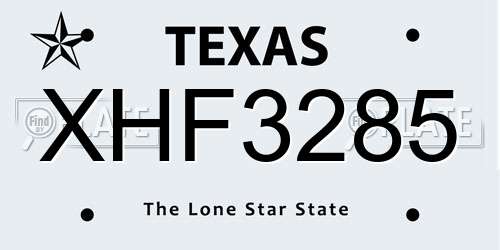 XHF3285 Texas License Plate