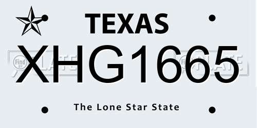 XHG1665 Texas License Plate
