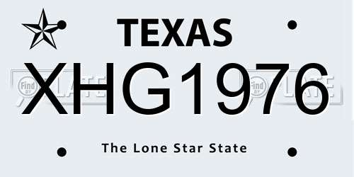 XHG1976 Texas License Plate