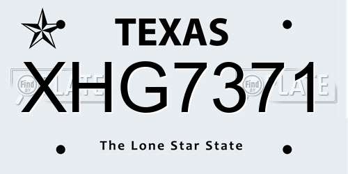 XHG7371 Texas License Plate
