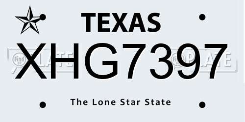 XHG7397 Texas License Plate