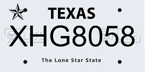 XHG8058 Texas License Plate
