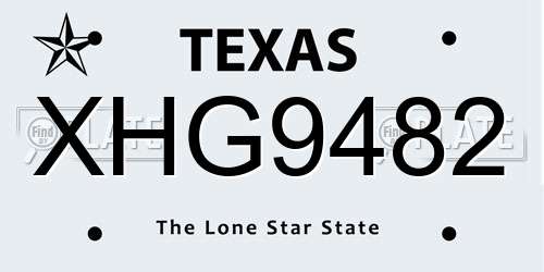 XHG9482 Texas License Plate