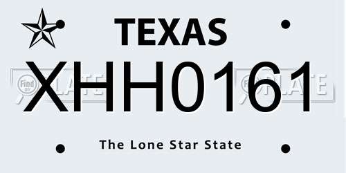 XHH0161 Texas License Plate