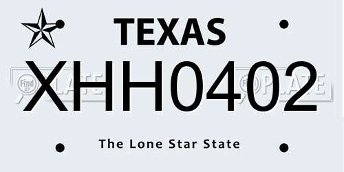 XHH0402 Texas License Plate