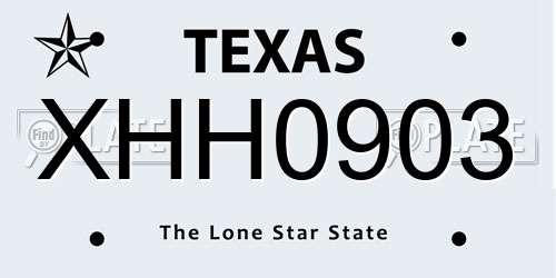 XHH0903 Texas License Plate