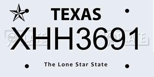 XHH3691 Texas License Plate