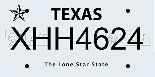 XHH4624 Texas License Plate