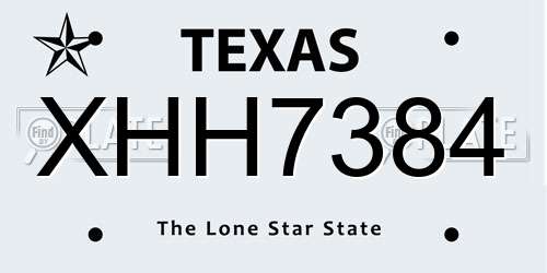 XHH7384 Texas License Plate