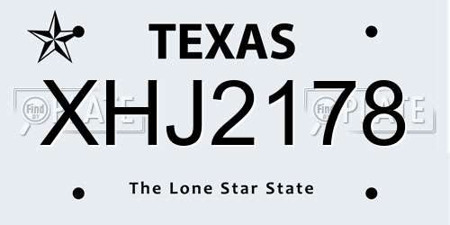 XHJ2178 Texas License Plate
