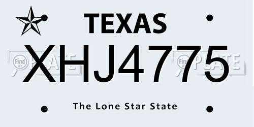 XHJ4775 Texas License Plate